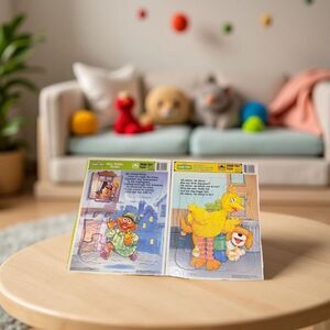 2 Vintage Golden Frame Sesame Street Tray Puzzles Big Bird & Ernie 12PC